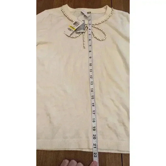 Women's cream sweater w/ pretty beaded bow detail by Charter Club Petite size PM - Picture 6 of 6